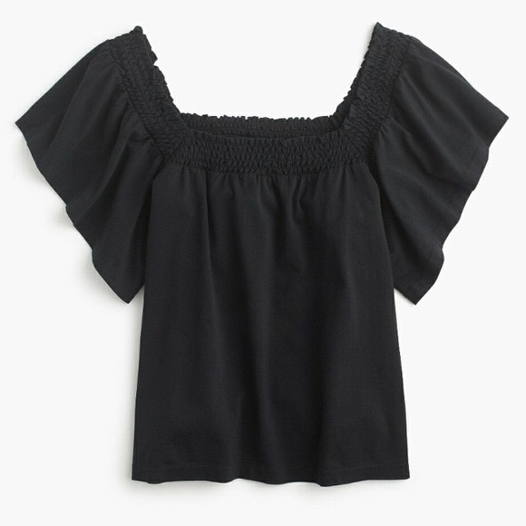 J. Crew Tops - J. Crew Black Smocked Square Neck Top S